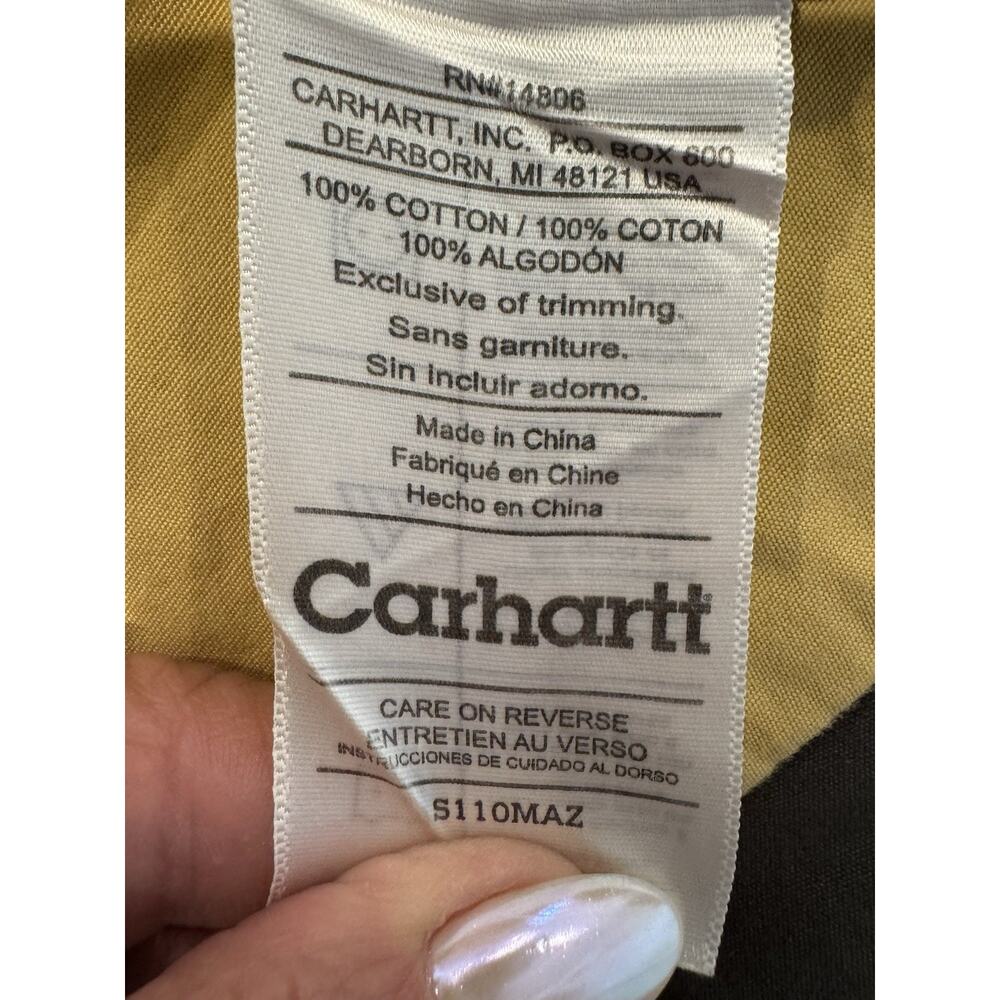 Carhartt Men’s Relaxed Fit Short Sleeve Button Down Shirt M Yellow Pockets Read - Picture 4 of 6